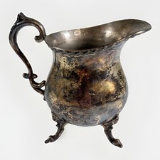 Prospect Silver Co Taunton E.P.C. Cream Pitcher Footed Ornate Patina