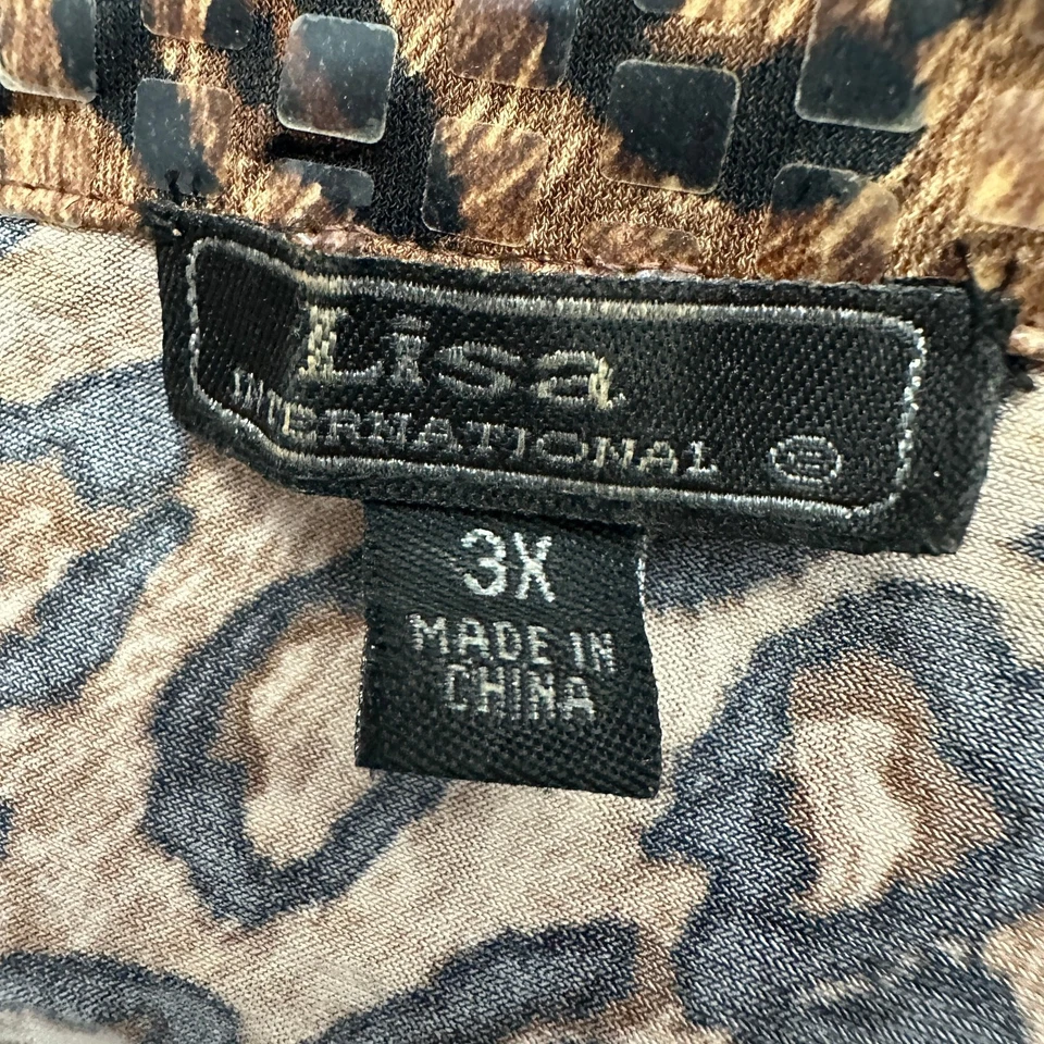 Mujer Talla Grande 3X Lentejuelas Leopardo Estampado Animal Chaqueta Glamour Distintivo Fiesta Foto 3 de 4