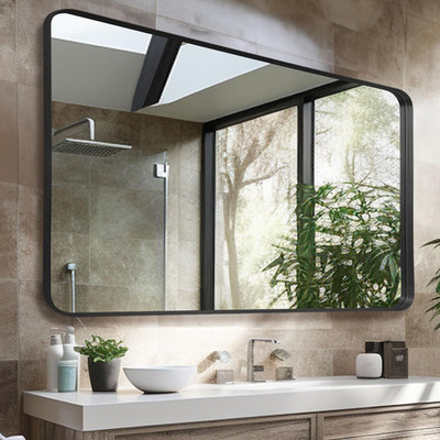 Wall Mirror 30'' X 48'' for Bathroom Black Metal Deep Frame Mirror for Wall Decora