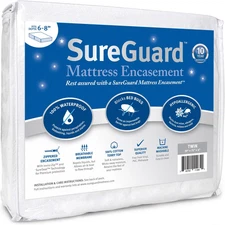 Twin (6-8 In. Deep) Sureguard Mattress Encasement - 100% Waterproof, Bed Bug Pro
