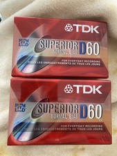 2 Pack Brand New TDK D60 SUPERIOR NORMAL BIAS Blank Tapes 60 MIN Cassette