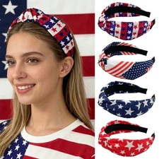 MiskatePCS American Flag Headbands for Women Girls 4 Red Blue White