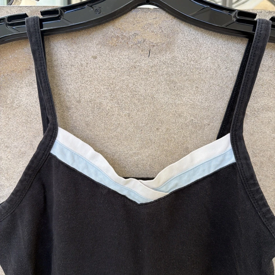 Y2K Vintage Girl's Limited Too Striped Logo V Tank Top in Black, Size L - Image 2 of 4