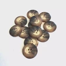 24 Buttons Mottled Swirl Dark Brown Cream Plastic 4-Hole Sew Sewing 20 mm BR34