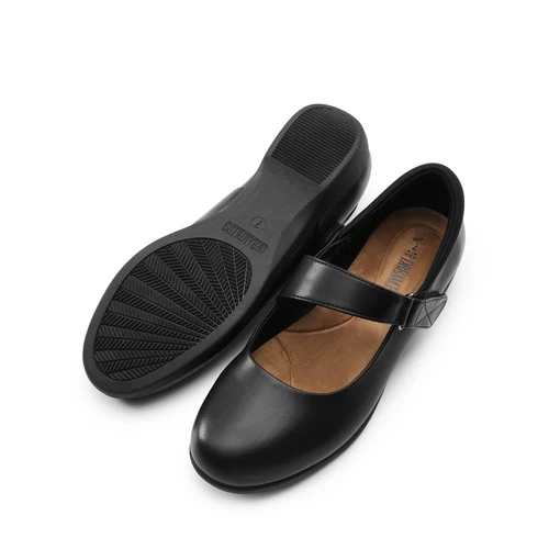 Damen-Ballerinas Mary Jane flache Knöchelriemen runde Spitze Business Büroschuhe - Bild 3 von 14