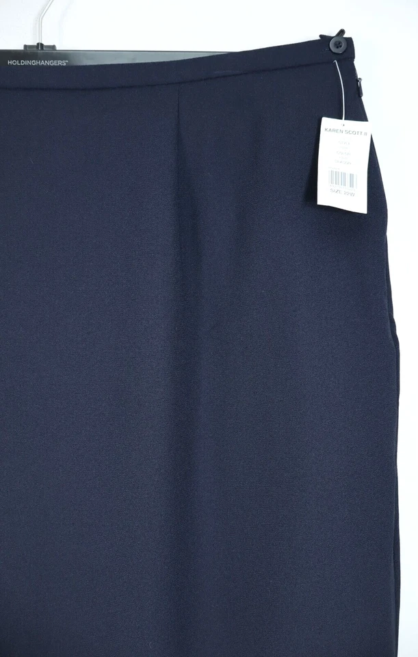 NUEVO CON ETIQUETAS KAREN SCOTT Mujer 100% Poliéster Falda Lápiz Recta Azul Marino 22W Plus Foto 4 de 4