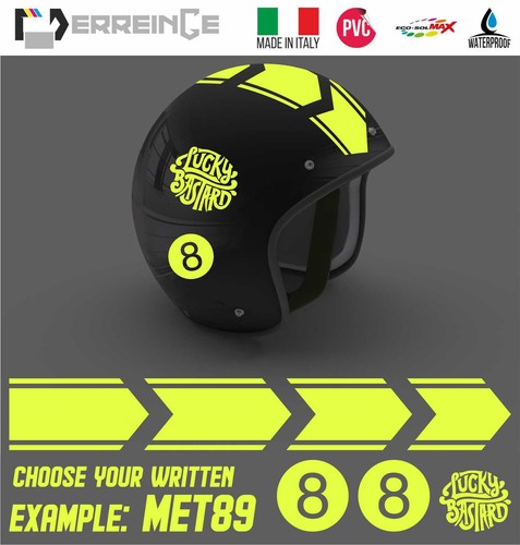 KIT ADESIVI CASCO STRISCE STICKER DECAL SCOOTER MOTO HELMET LUCKY BASTARD PVC - Imagen 8 de 11