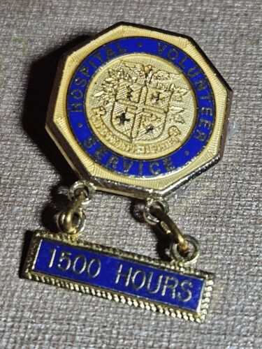 PIN PREMIO VINTAGE 1500 Horas Hospital Servicio Voluntario Oro Azul Esmalte - Imagen 2 de 6