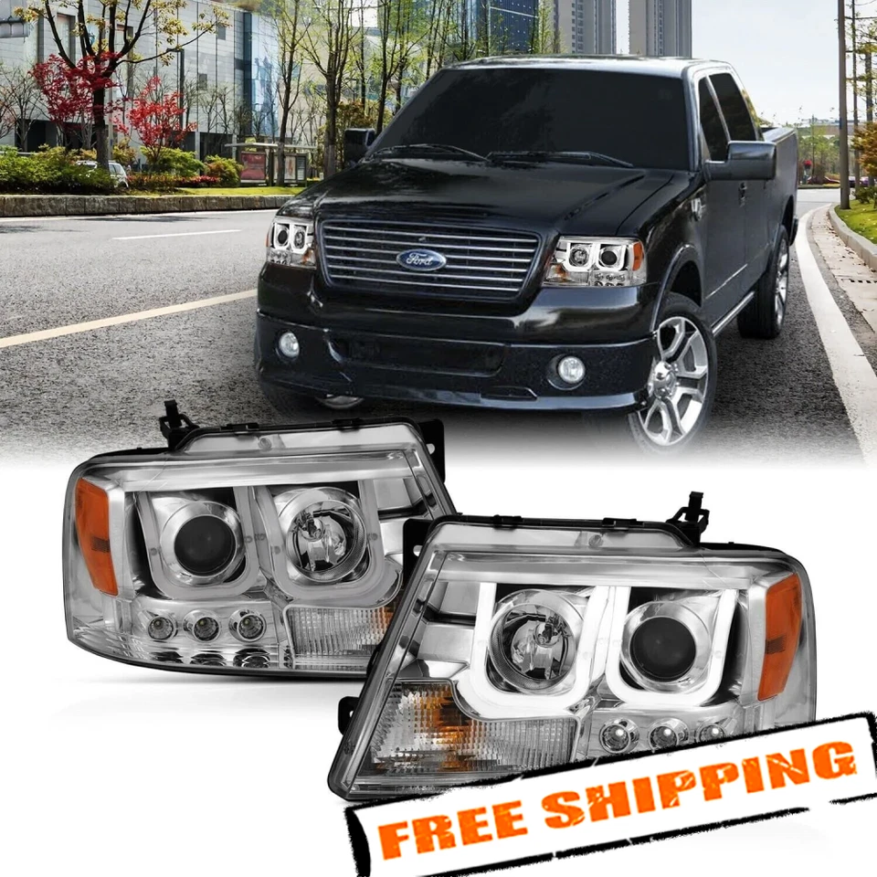 Anzo USA 111287 Chrome/Clear U-Bar Projector Headlights for 2004-2008 Ford F-150 Foto 2 de 4