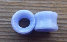 RARE! PAIR OF SYNTHETIC BLUE LACE AGATE TUNNEL PLUGS GAUGES DOUBLE FLARED