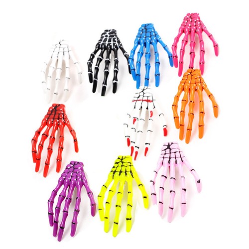 10 pezzi fermagli per capelli cranio barrette osso creativo Halloween scheletro artiglio clip per capelli - Foto 5 di 11