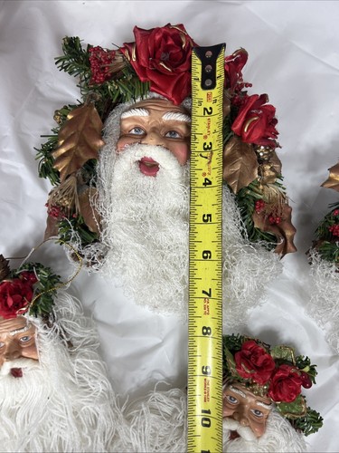 5 Vtg Christmas Santa Head Hanging Yarn String Beard Old World 3 Sm 2 Leg - Picture 6 of 17