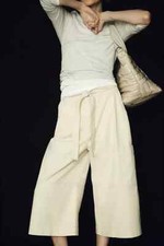 Anthropologie Maeve L Wide-Leg Utility Culottes Crop Pants Ivory Large NWT