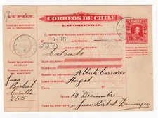Chile 1930 Boletín de Encomienda Parcel post 1.5p "LASTRA" 178x124mm Chillan 