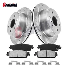 Rear Drilled Rotors + Ceramic Brake Pads for Chevrolet GMC Silverado Sierra 1500