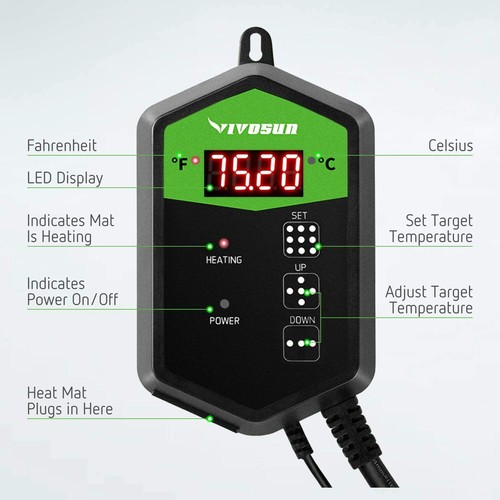 VIVOSUN Digital Heat Mat Thermostat Temperature Controller 68–108F for Seedlings - 第 7/8 張圖片