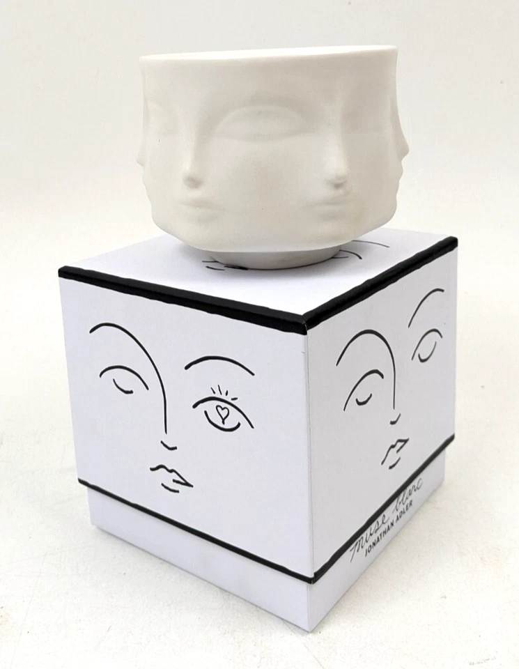 Jonathan Adler Muse Blanc Vela Cerâmica Branca Dois Pavios Suporte de Rosto Quatro Lados - Imagem 4 de 4