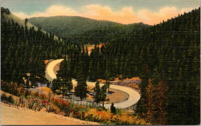 Holman Hill between Las Vegas & Taos, NM New Mexico Linen Postcard Aerial View
