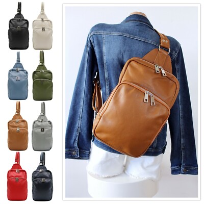 ITALY ☆ ECHT LEDER RUCKSACK CROSSOVER SCHULTERTASCHE