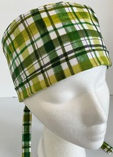 St. Patrick s Day plaid Lined Medical Skull Scrub Cap Surgery Chef Dental Hat