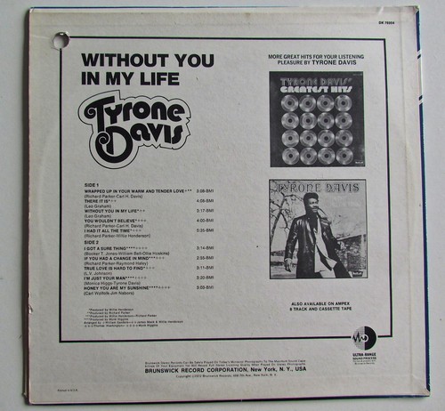 LP Tyrone Davis – Without You In My Life,Dakar DK 76904,USA - Picture 2 of 5