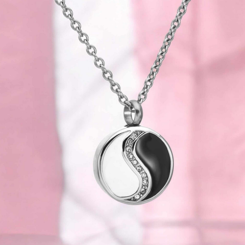 Hochwertige Edelstahl Einäscherung Andenken Yin Yang Anhänger Halskette - Bild 3 von 3