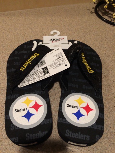 mens steelers flip flops