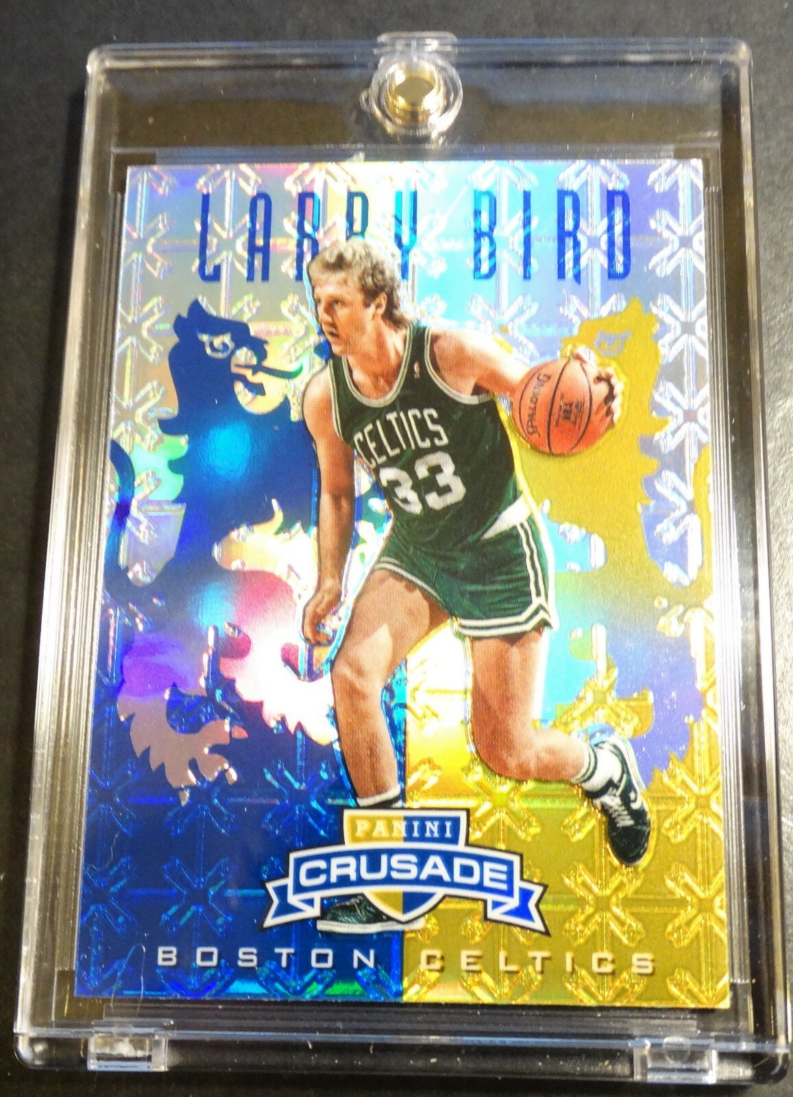 2012 LARRY BIRD #75 PANINI CRUSADE BLUE & GOLD PRIZM REFRACTOR SHARP