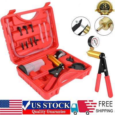 #ad Hand Held Vacuum Pressure Pump Tester Set Brake Fluid Bleeder Bleeding Kit Box $15.89