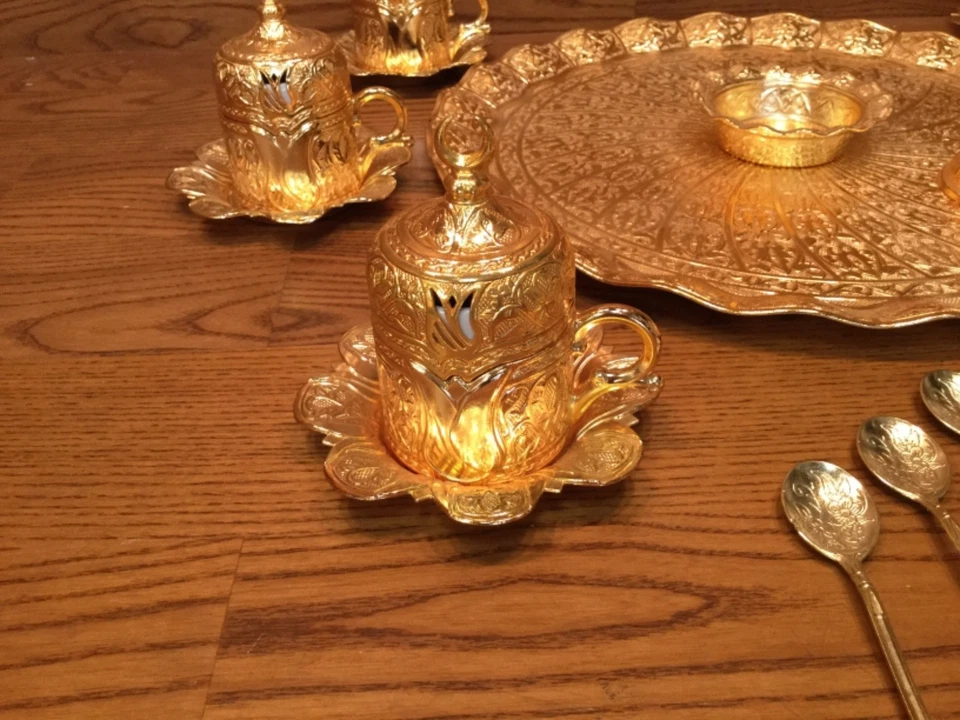 Porland Premium позолоченная золотая пластина SENA чайный набор для 6 - Турция (редкий) - Изображение 4 из 4