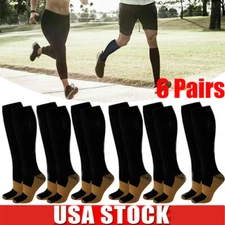 6 Pairs Copper Compression Socks 20-30mmHg Graduated Support Mens Womens XXL