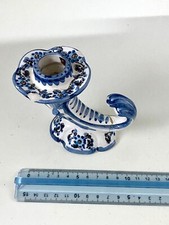 Portacandele Ceramica Bianco E Blu- Varazze Vintage 11x11 Cm