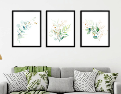 Eucalyptus Botanical Prints Set Of 3 Green Gold Wall Art Home Decor Watercolour - Botanical Wall Art Set Of 3 Eucalyptus Botanical Prints Set Of 3 Green Gold Wall Art Home Decor Watercolour - Botanical Wall Art Set Of 3