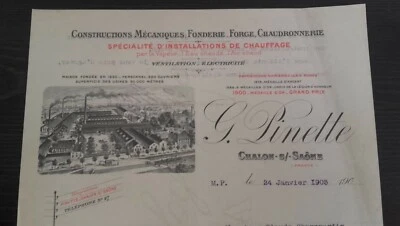 71 CHALON-SUR-SAONE BEL ENTETE CONSTRUCTIONS FONDERIE FORGE JANVIER 1903 - Photo 1/2