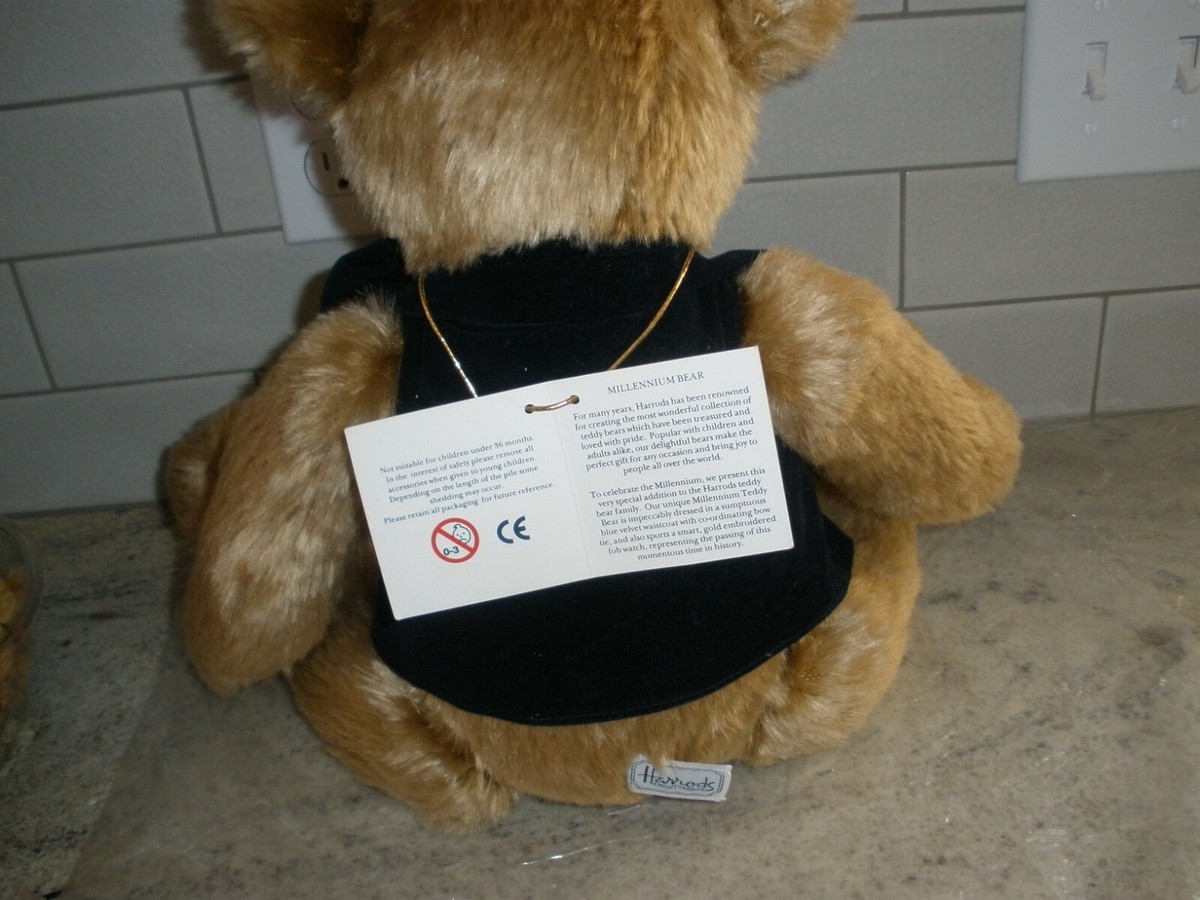 Harrods Millennium Teddy Bear 2000 Fully Jointed Stuffed Animal
