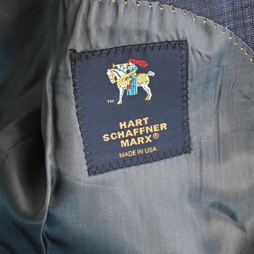 Hart Schaffner Marx 42R Blue Check USA Made 100% Wool Blazer Jacket Sport Coat - Picture 4 of 12