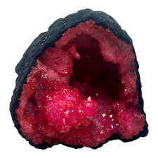 Geode calcite rosso scuro coppia minerali collezione cristalloterapia