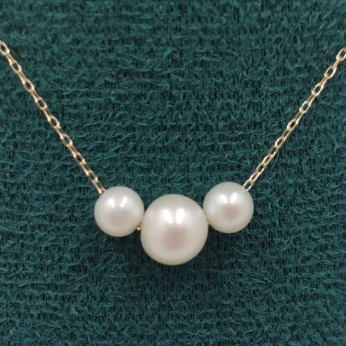 Collar oro 18k 750 mls. Cadena Con 3 Perlas Desiguales - Imagen 3 de 5