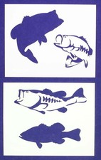 Bass Fish Stencils-2 pc Set-14 Mil Mylar- Painting/Crafts/Template
