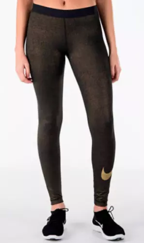 Nike Pro Women&#039;s Black/Metallic Gold Training Tights (AQ4412-013) M - NWT | eBay