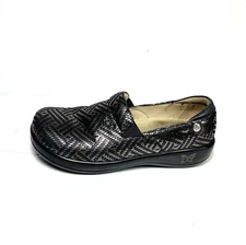 Alegria Keli Shoes Women's 38 US 8-8.5 Black/Gold Metallic Slip On Loafers