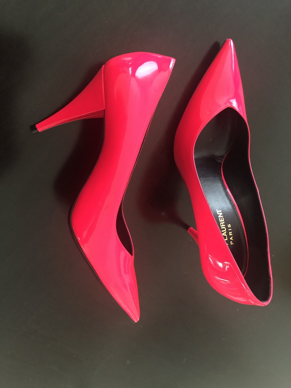 Nuovo con scatola! Decolte Saint Laurent rosa caldo fucsia EU38.5 US 8.5 Kiki 85 Pump