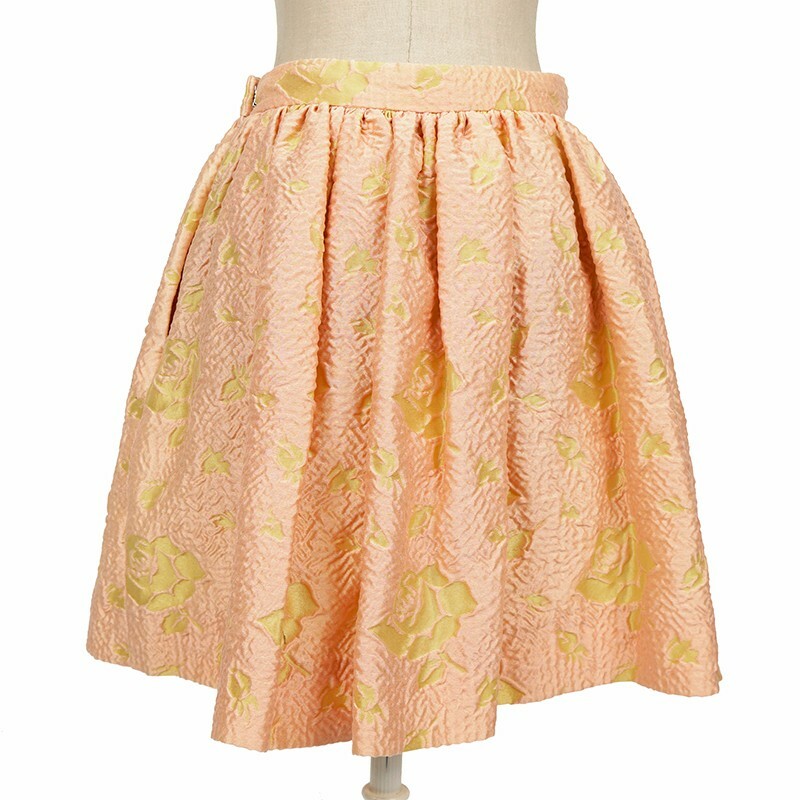 sz 36 US 0 NEW $1200 MIU MIU Peach YELLOW VINTAGE FLORAL JACQUARD