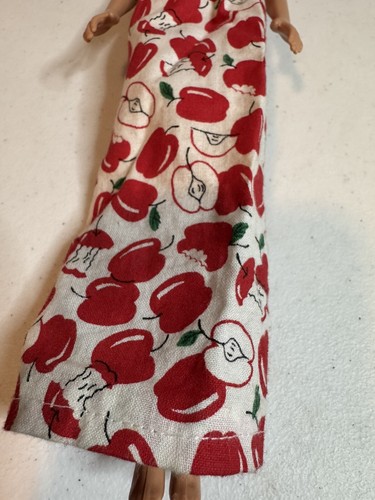 🍎 Vintage BARBIE Mommy Made Homemade Apples Long Strapless Sun Casual Dress 🍎 - Picture 5 of 6