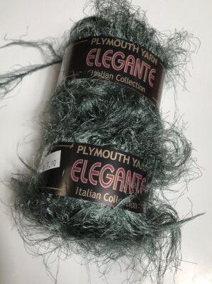 Elegante Eyelash Yarn 100% nylon 2 Balls Green Plymouth Yarns Italy