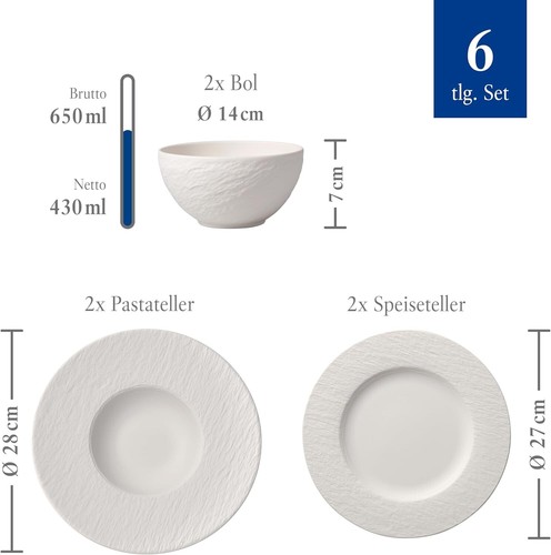 Dinner Set - Villeroy & Boch Manufacture Rock Blanc Starter Set 6pcs - Picture 2 of 6