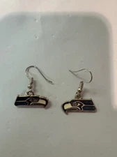 Seattle Seahawks Dangle Logo Earrings with J-Hook Posts US STOCK SHIP IN 1 DAY！