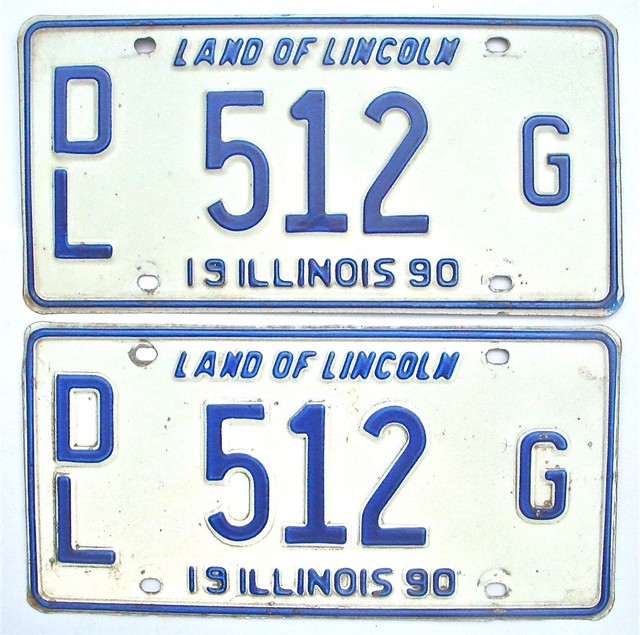 Illinois 1990 Dealer Pair Old License Plate Garage Vtg Low Number Car
