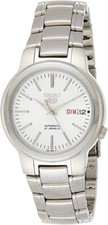 Seiko 5 White Dial Stainless Steel Automatic Mens Watch SNKA01