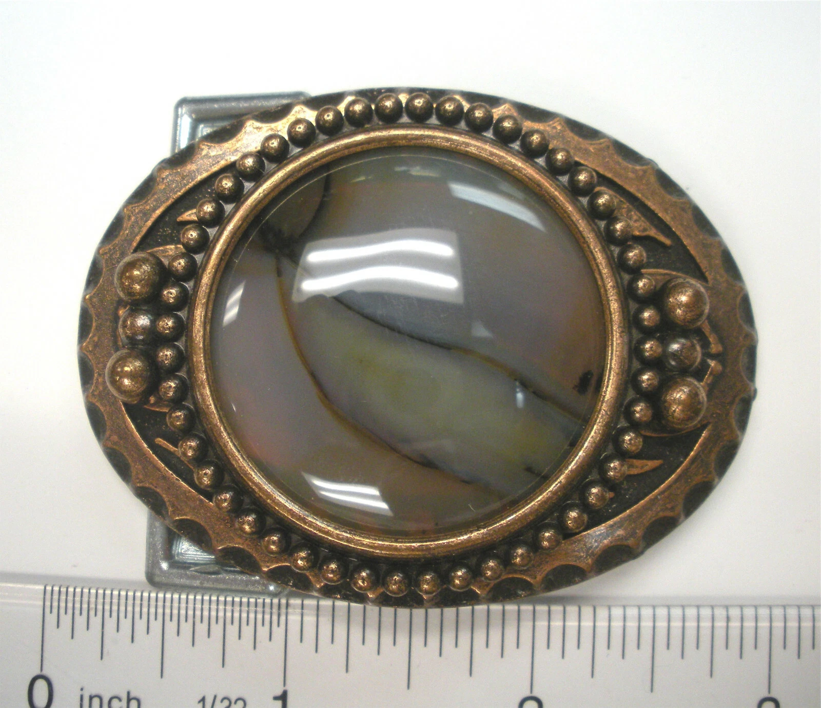 Lapidary Polished Round Agate Western Belt Buckle